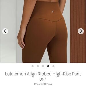 Lululemon Align Ribbed High Rise Pants Roasted Brown 25” Sz 6